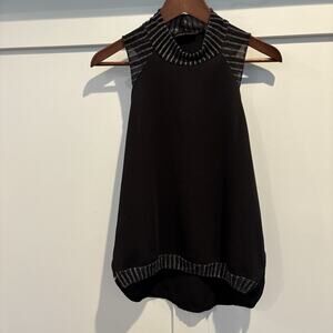 Zara Tank Women Medium Black Silver Drape Hi Low Hem Portugal Minimalist Capsule